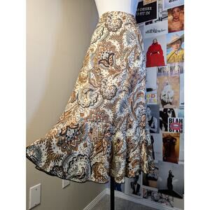 Small Brown Paisley Vintage Maxi Skirt